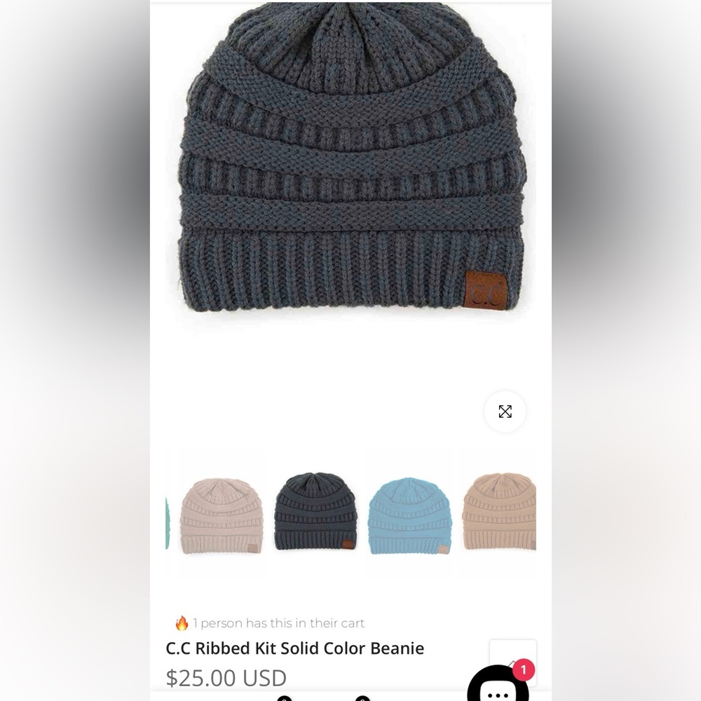 C.C Ribbed Knit Beanie. Gray.‎ - Picture 10 of 11